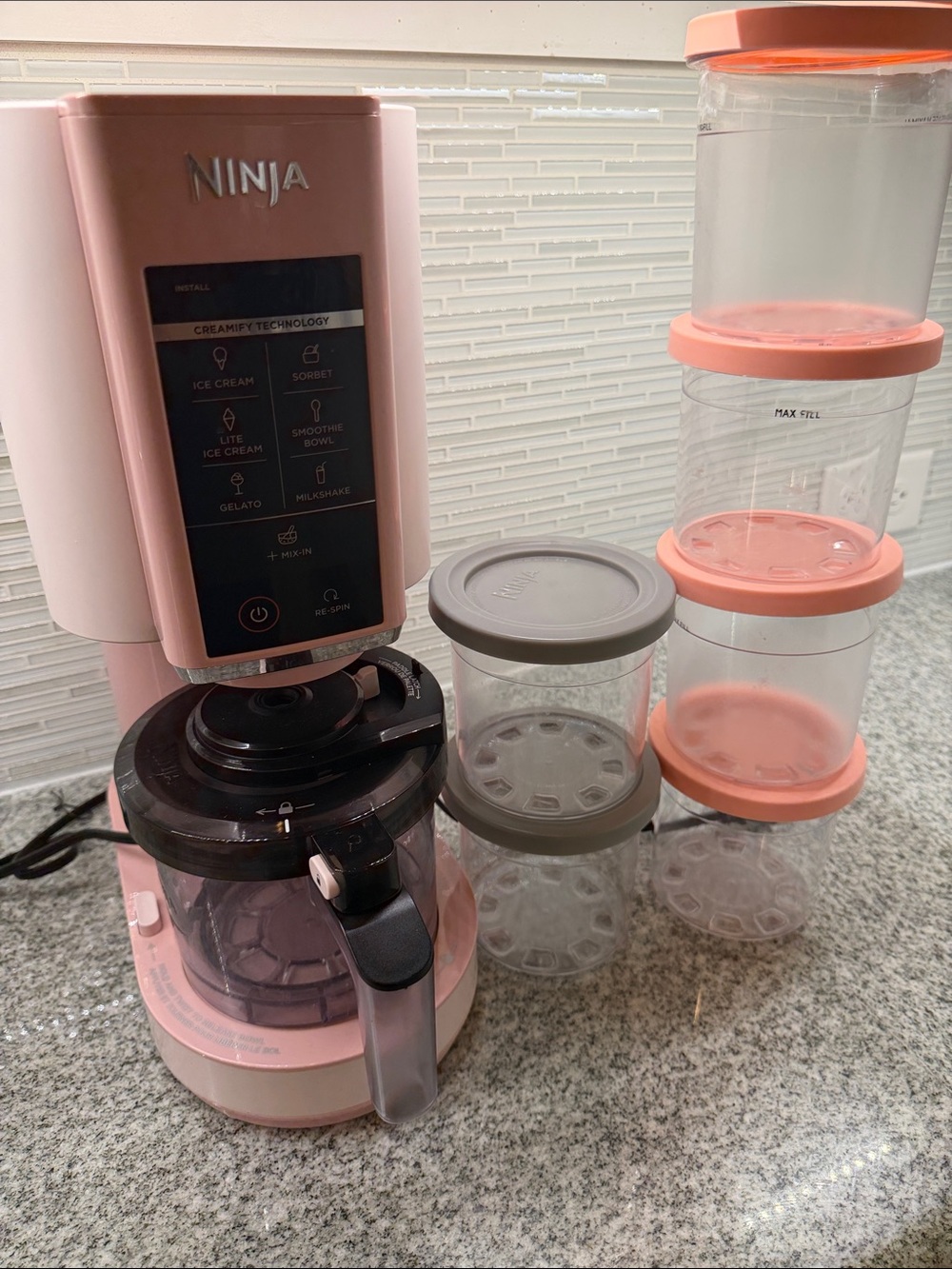 Ninja Pink Frozen Treat Maker with Matching Storage Cups
